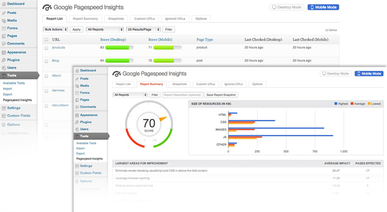 Google Pagespeed Insights for Wordpress